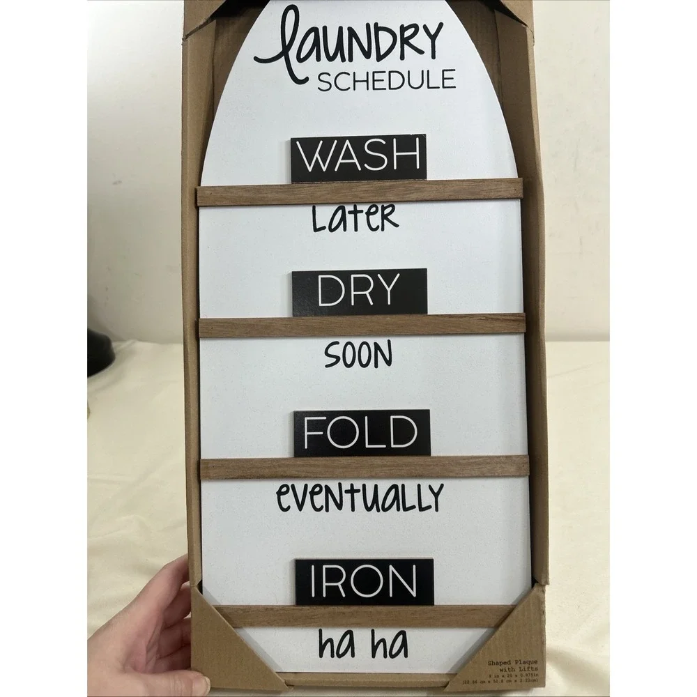 Laundry Schedule Shaped Plaque Sign With Lifts 9